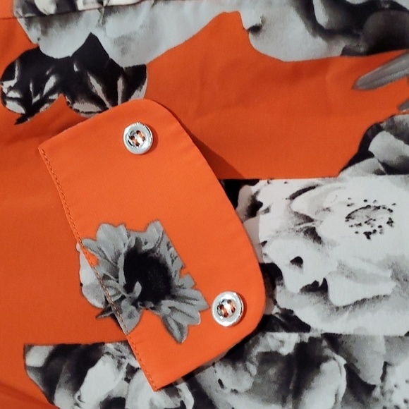 YOANA BARASCHI FLORAL DRESS ORANGE BLACK WHITE SIZE MEDIUM - Picture 2 of 9